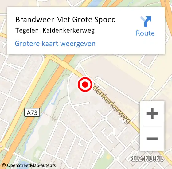 Locatie op kaart van de 112 melding: Brandweer Met Grote Spoed Naar Tegelen, Kaldenkerkerweg op 19 mei 2022 18:35