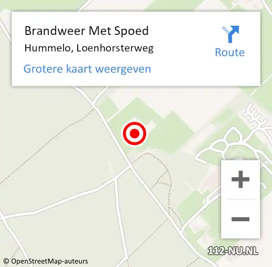 Locatie op kaart van de 112 melding: Brandweer Met Spoed Naar Hummelo, Loenhorsterweg op 19 mei 2022 18:43