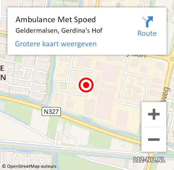 Locatie op kaart van de 112 melding: Ambulance Met Spoed Naar Geldermalsen, Gerdina's Hof op 19 mei 2022 18:43