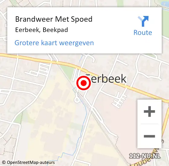 Locatie op kaart van de 112 melding: Brandweer Met Spoed Naar Eerbeek, Beekpad op 19 mei 2022 18:45