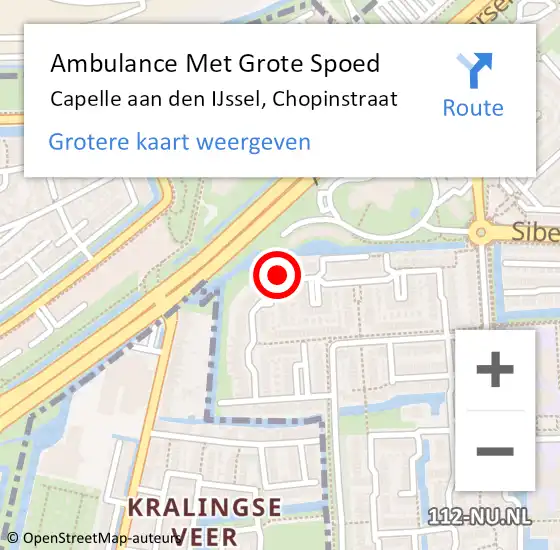 Locatie op kaart van de 112 melding: Ambulance Met Grote Spoed Naar Capelle aan den IJssel, Chopinstraat op 19 mei 2022 18:49