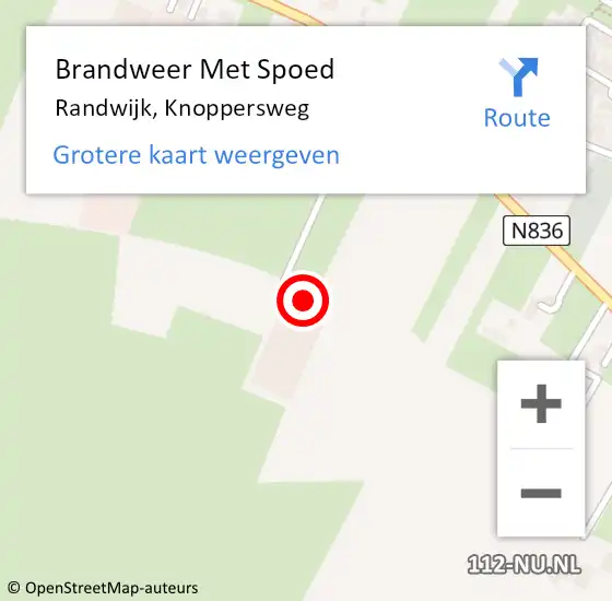 Locatie op kaart van de 112 melding: Brandweer Met Spoed Naar Randwijk, Knoppersweg op 19 mei 2022 18:49