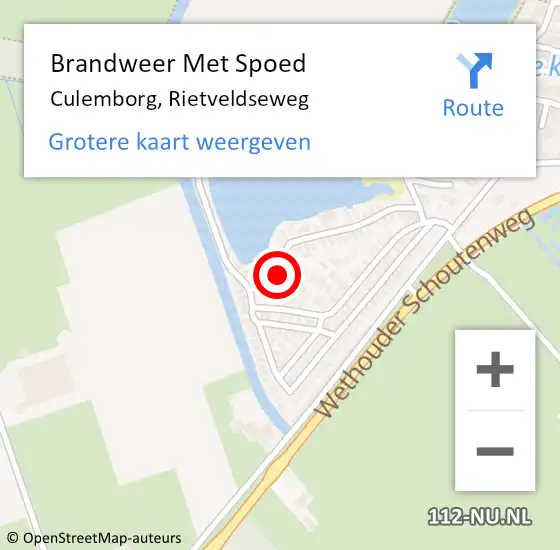 Locatie op kaart van de 112 melding: Brandweer Met Spoed Naar Culemborg, Rietveldseweg op 19 mei 2022 18:58