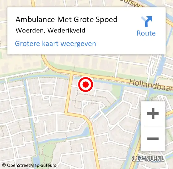 Locatie op kaart van de 112 melding: Ambulance Met Grote Spoed Naar Woerden, Wederikveld op 19 mei 2022 19:02