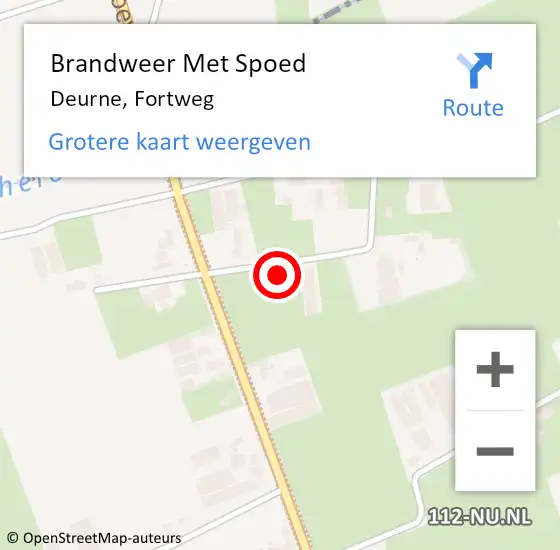 Locatie op kaart van de 112 melding: Brandweer Met Spoed Naar Deurne, Fortweg op 19 mei 2022 19:06