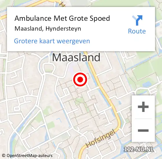 Locatie op kaart van de 112 melding: Ambulance Met Grote Spoed Naar Maasland, Hyndersteyn op 19 mei 2022 19:07