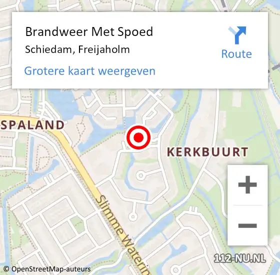 Locatie op kaart van de 112 melding: Brandweer Met Spoed Naar Schiedam, Freijaholm op 19 mei 2022 19:11