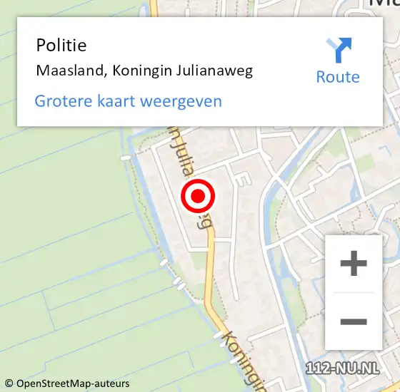 Locatie op kaart van de 112 melding: Politie Maasland, Koningin Julianaweg op 17 juli 2014 20:09