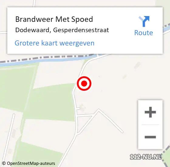 Locatie op kaart van de 112 melding: Brandweer Met Spoed Naar Dodewaard, Gesperdensestraat op 19 mei 2022 19:24