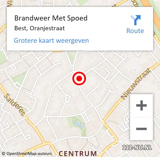 Locatie op kaart van de 112 melding: Brandweer Met Spoed Naar Best, Oranjestraat op 19 mei 2022 19:26