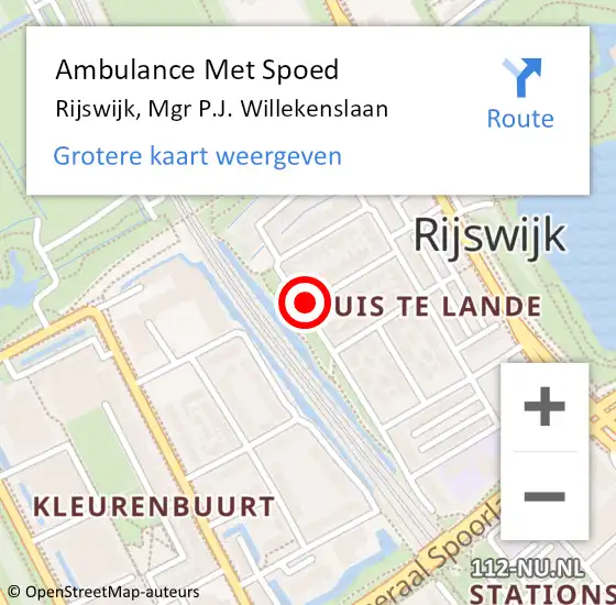 Locatie op kaart van de 112 melding: Ambulance Met Spoed Naar Rijswijk, Mgr P.J. Willekenslaan op 19 mei 2022 19:29