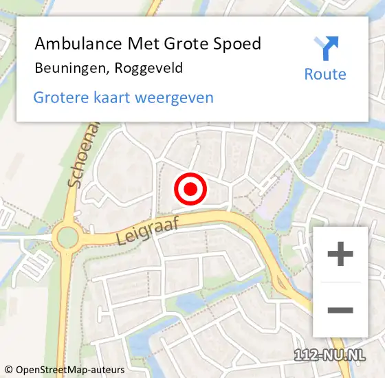 Locatie op kaart van de 112 melding: Ambulance Met Grote Spoed Naar Beuningen, Roggeveld op 19 mei 2022 19:30