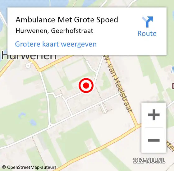 Locatie op kaart van de 112 melding: Ambulance Met Grote Spoed Naar Hurwenen, Geerhofstraat op 19 mei 2022 19:31