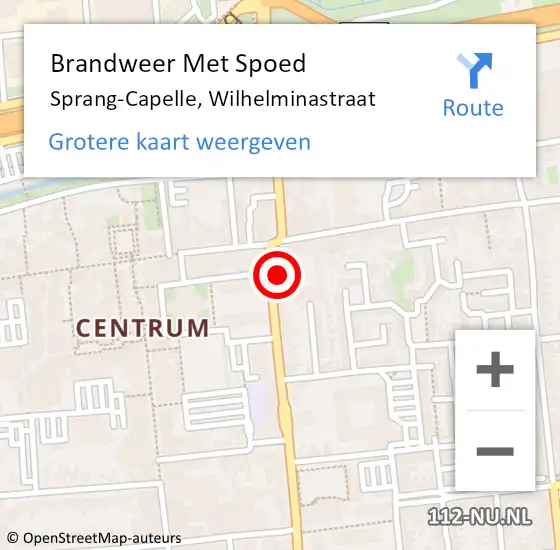 Locatie op kaart van de 112 melding: Brandweer Met Spoed Naar Sprang-Capelle, Wilhelminastraat op 19 mei 2022 19:32