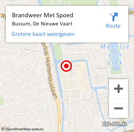 Locatie op kaart van de 112 melding: Brandweer Met Spoed Naar Bussum, De Nieuwe Vaart op 19 mei 2022 19:35