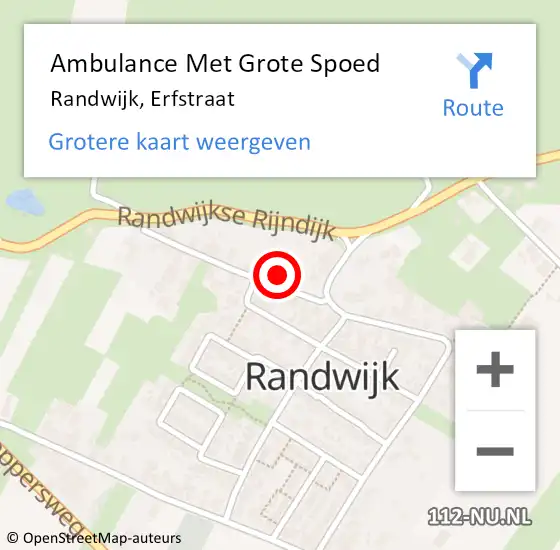 Locatie op kaart van de 112 melding: Ambulance Met Grote Spoed Naar Randwijk, Erfstraat op 19 mei 2022 19:42