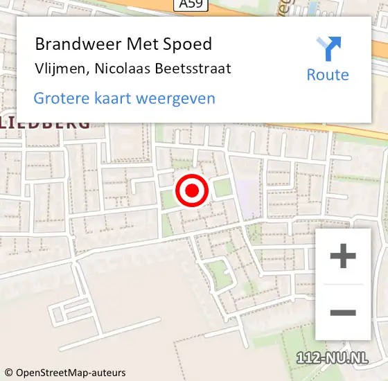 Locatie op kaart van de 112 melding: Brandweer Met Spoed Naar Vlijmen, Nicolaas Beetsstraat op 19 mei 2022 19:45