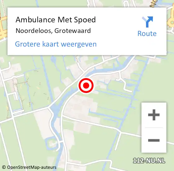 Locatie op kaart van de 112 melding: Ambulance Met Spoed Naar Noordeloos, Grotewaard op 19 mei 2022 19:51