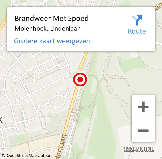 Locatie op kaart van de 112 melding: Brandweer Met Spoed Naar Molenhoek, Lindenlaan op 19 mei 2022 19:52