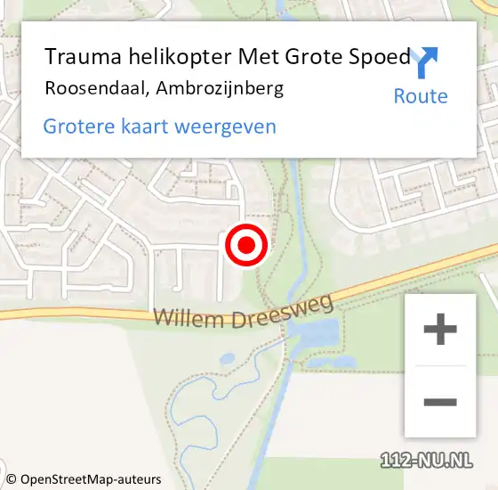 Locatie op kaart van de 112 melding: Trauma helikopter Met Grote Spoed Naar Roosendaal, Ambrozijnberg op 19 mei 2022 19:54