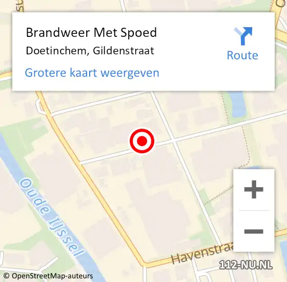 Locatie op kaart van de 112 melding: Brandweer Met Spoed Naar Doetinchem, Gildenstraat op 19 mei 2022 19:56