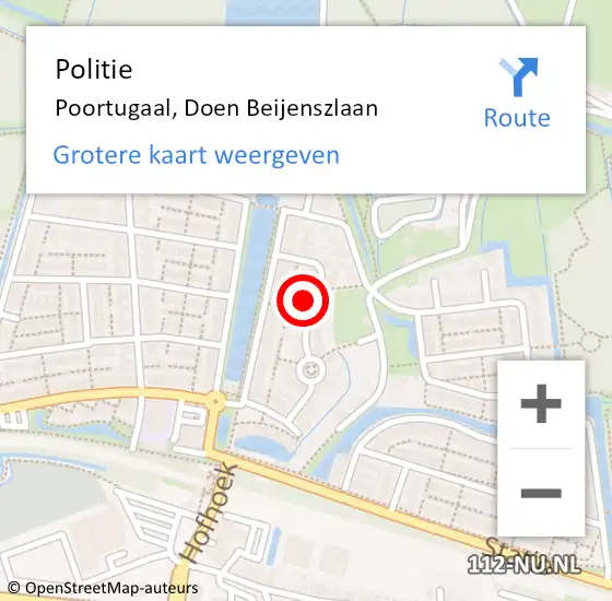 Locatie op kaart van de 112 melding: Politie Poortugaal, Doen Beijenszlaan op 19 mei 2022 20:14