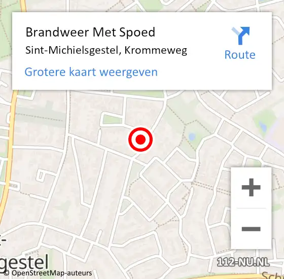 Locatie op kaart van de 112 melding: Brandweer Met Spoed Naar Sint-Michielsgestel, Krommeweg op 19 mei 2022 20:14