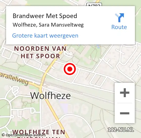 Locatie op kaart van de 112 melding: Brandweer Met Spoed Naar Wolfheze, Sara Mansveltweg op 19 mei 2022 20:16