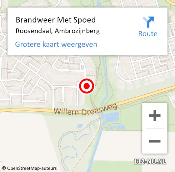 Locatie op kaart van de 112 melding: Brandweer Met Spoed Naar Roosendaal, Ambrozijnberg op 19 mei 2022 20:17