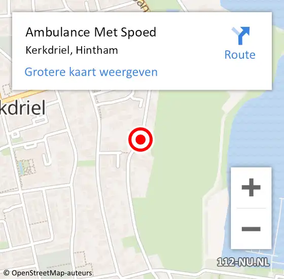 Locatie op kaart van de 112 melding: Ambulance Met Spoed Naar Kerkdriel, Hintham op 19 mei 2022 20:27
