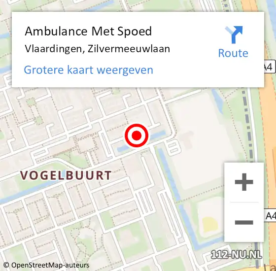 Locatie op kaart van de 112 melding: Ambulance Met Spoed Naar Vlaardingen, Zilvermeeuwlaan op 19 mei 2022 20:50