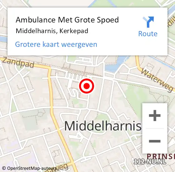 Locatie op kaart van de 112 melding: Ambulance Met Grote Spoed Naar Middelharnis, Kerkepad op 19 mei 2022 21:00