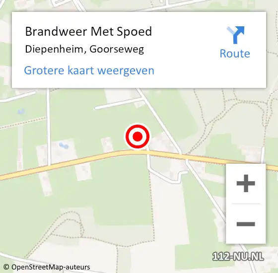 Locatie op kaart van de 112 melding: Brandweer Met Spoed Naar Diepenheim, Goorseweg op 19 mei 2022 21:10