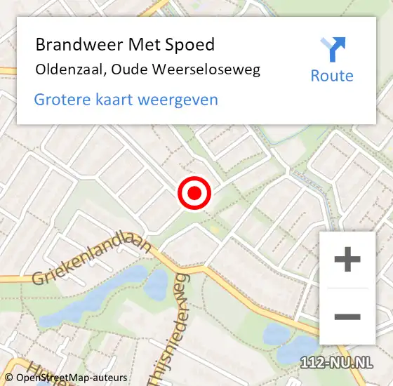 Locatie op kaart van de 112 melding: Brandweer Met Spoed Naar Oldenzaal, Oude Weerseloseweg op 17 juli 2014 20:22