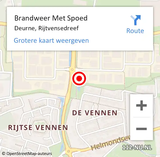 Locatie op kaart van de 112 melding: Brandweer Met Spoed Naar Deurne, Rijtvensedreef op 19 mei 2022 21:21