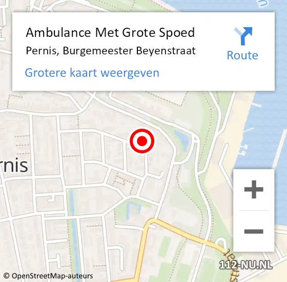 Locatie op kaart van de 112 melding: Ambulance Met Grote Spoed Naar Pernis, Burgemeester Beyenstraat op 19 mei 2022 21:25