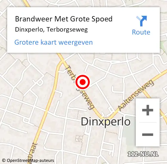 Locatie op kaart van de 112 melding: Brandweer Met Grote Spoed Naar Dinxperlo, Terborgseweg op 19 mei 2022 21:36