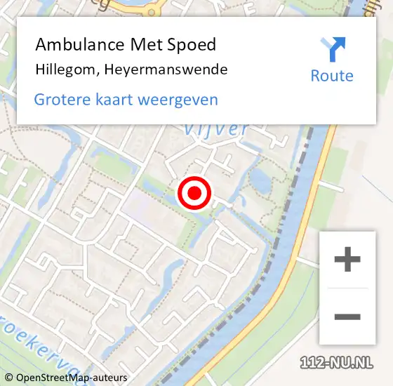 Locatie op kaart van de 112 melding: Ambulance Met Spoed Naar Hillegom, Heyermanswende op 19 mei 2022 22:06