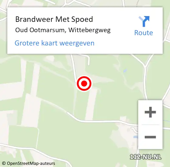 Locatie op kaart van de 112 melding: Brandweer Met Spoed Naar Oud Ootmarsum, Wittebergweg op 19 mei 2022 22:07