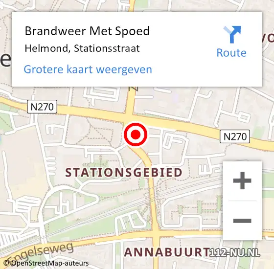 Locatie op kaart van de 112 melding: Brandweer Met Spoed Naar Helmond, Stationsstraat op 19 mei 2022 22:21