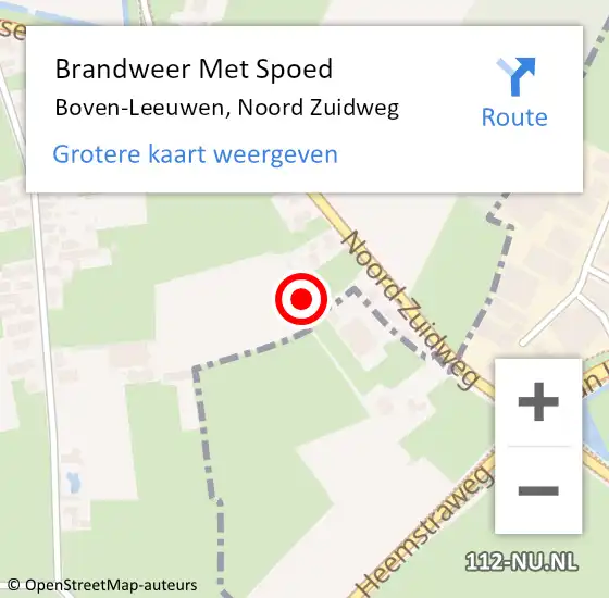 Locatie op kaart van de 112 melding: Brandweer Met Spoed Naar Boven-Leeuwen, Noord Zuidweg op 19 mei 2022 22:22