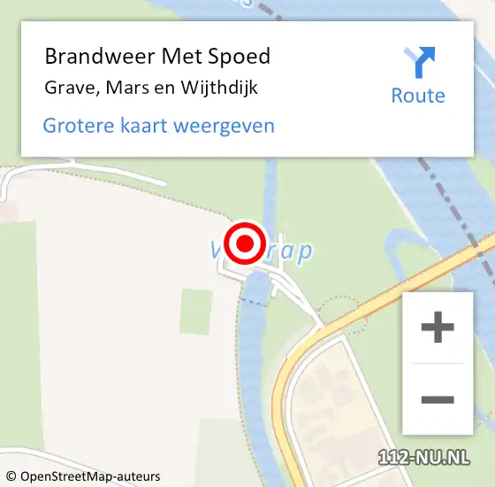 Locatie op kaart van de 112 melding: Brandweer Met Spoed Naar Grave, Mars en Wijthdijk op 19 mei 2022 22:28