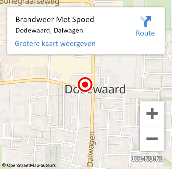 Locatie op kaart van de 112 melding: Brandweer Met Spoed Naar Dodewaard, Dalwagen op 19 mei 2022 22:29