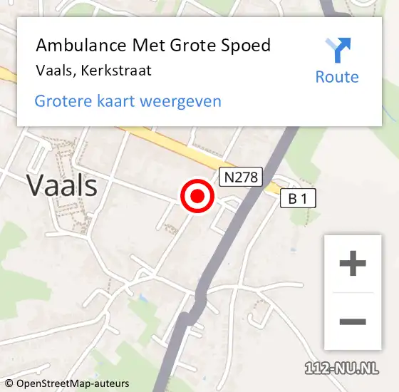 Locatie op kaart van de 112 melding: Ambulance Met Grote Spoed Naar Vaals, Kerkstraat op 19 mei 2022 22:56