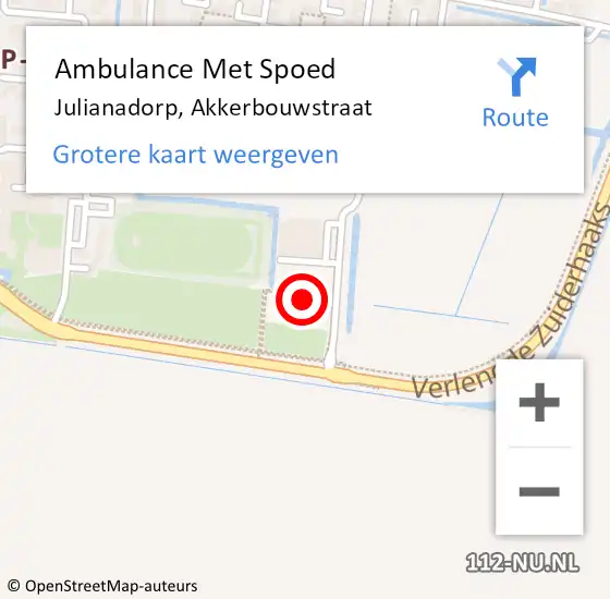 Locatie op kaart van de 112 melding: Ambulance Met Spoed Naar Julianadorp, Akkerbouwstraat op 19 mei 2022 23:09