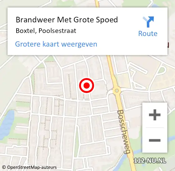 Locatie op kaart van de 112 melding: Brandweer Met Grote Spoed Naar Boxtel, Poolsestraat op 19 mei 2022 23:19