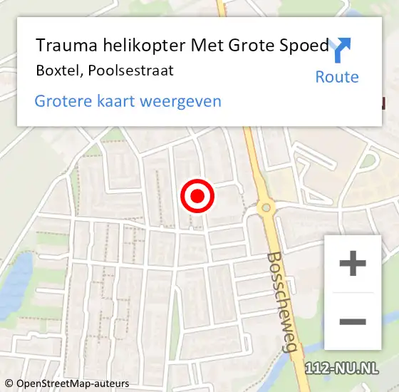 Locatie op kaart van de 112 melding: Trauma helikopter Met Grote Spoed Naar Boxtel, Poolsestraat op 19 mei 2022 23:22