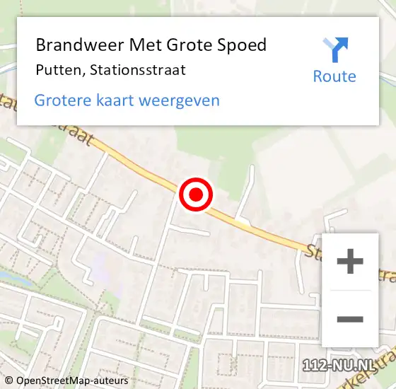 Locatie op kaart van de 112 melding: Brandweer Met Grote Spoed Naar Putten, Stationsstraat op 20 mei 2022 00:24