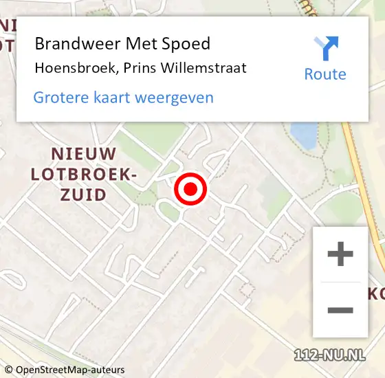 Locatie op kaart van de 112 melding: Brandweer Met Spoed Naar Hoensbroek, Prins Willemstraat op 20 mei 2022 00:26