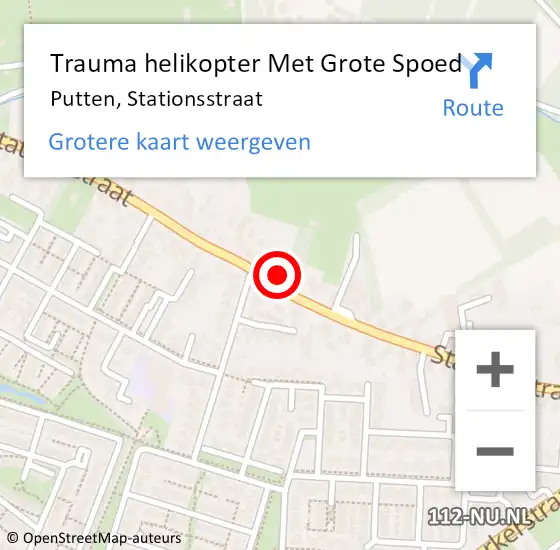 Locatie op kaart van de 112 melding: Trauma helikopter Met Grote Spoed Naar Putten, Stationsstraat op 20 mei 2022 00:27